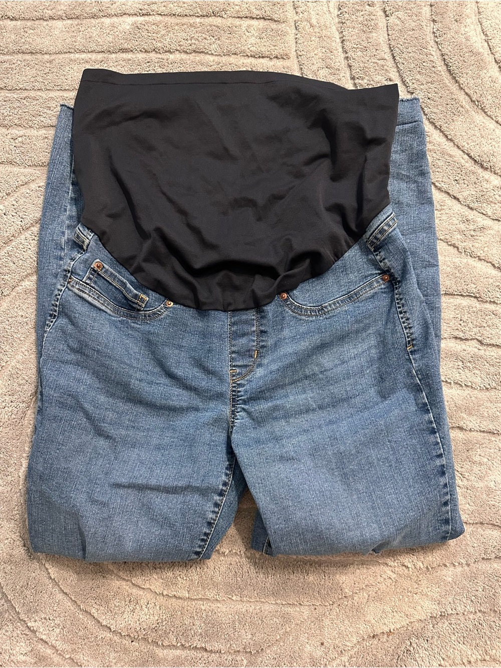 Signature by Levi Strauss Blue Maternity Skinny Jeans with Navy Waist Panel - Picture 3 of 8